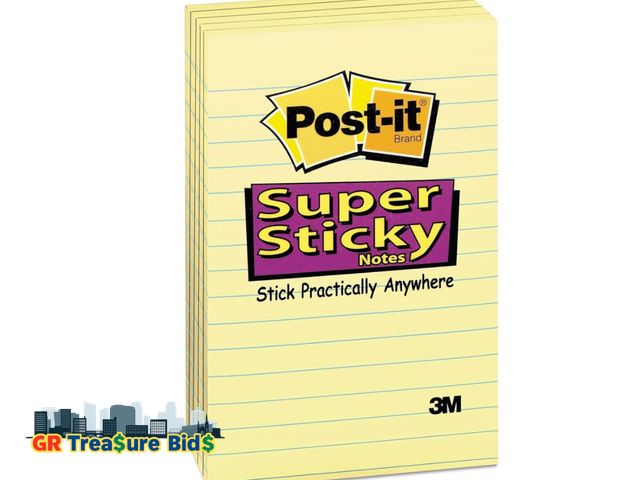 Lot 111-33338 - Lot of 6 Post-it Super Sticky Lined Notes, 5 Sticky Note Pads, 4 x 6 in., School Supplies, Office Pr...