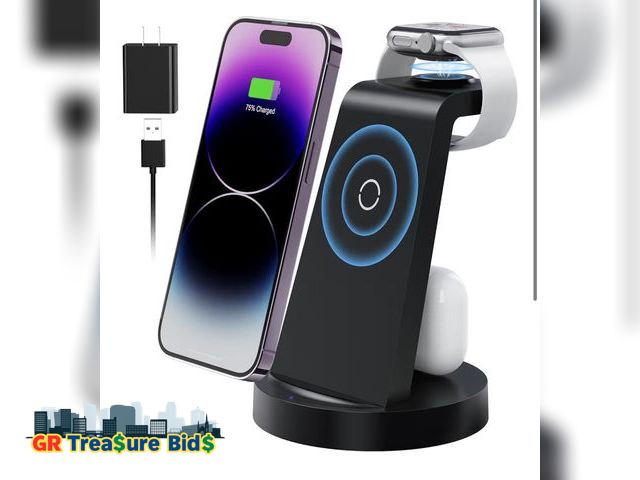 Lot 111-76457 - New 3 in 1 Charging Station for Apple Device, Wireless Charger for iPhone 16e 16 15 14 13 12 11 Pro ...