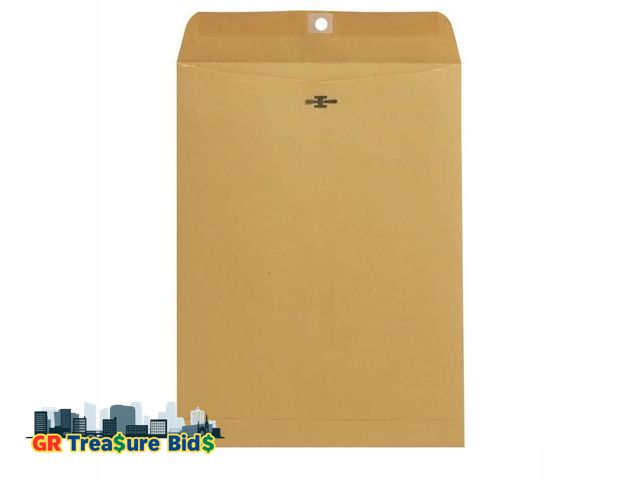 Lot 111-10451 - Universal 41907 Kraft Clasp Envelope, Center Seam, 32lb, 9 x 12, Brown Kraft (Box of 100)