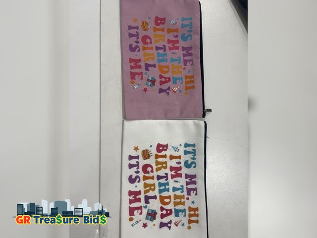 Lot 111-64194 - Birthday girl pencil bag (quantity 2) two colors- purple &amp; white