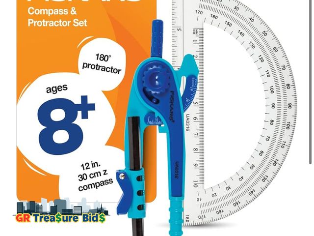 Lot 111-13177 - Fiskars Geometry Set, Compass and Protractor Set, Color Received May Vary