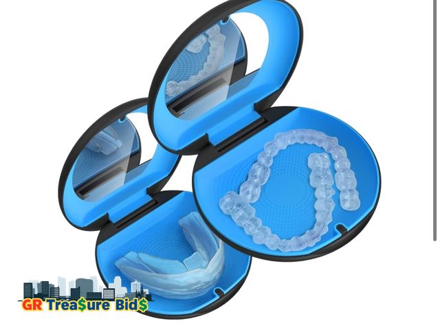 Lot 111-45068 - Aligner/Retainer Case with Built-in Mirror &amp; Magnetic Lock - Premium Silicone-Lined Case Holder ...