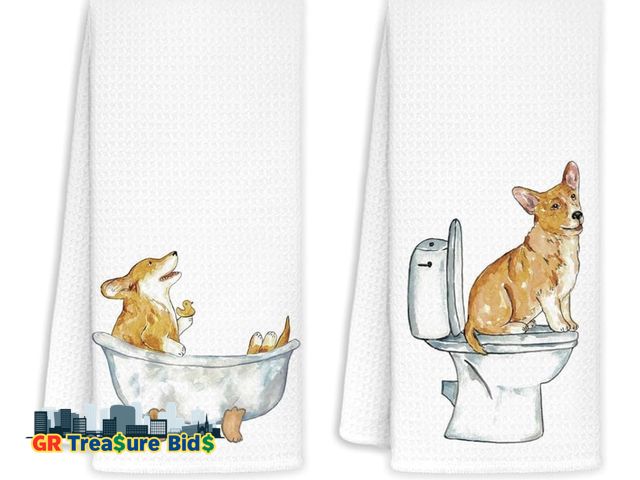Lot 111-46053 - New Corgi Hand Towels for Bathroom Set of 2 - Dog Hand Towels, Corgi Gifts for Corgi Lovers, Corgi L...