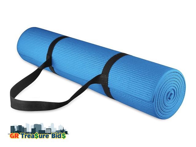 Lot 111-76346 - All Purpose 1/4-Inch High Density Anti-Tear Exercise Yoga Mat with Carrying Strap, Multiple Colors
