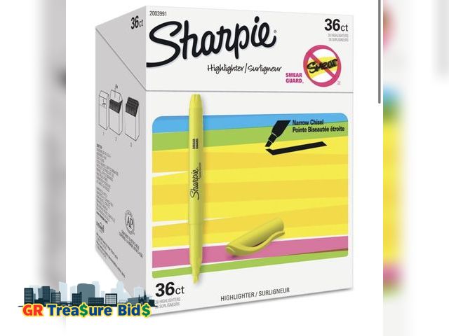 Lot 111-55004 - Sharpie Pocket Highlighters Chisel Tip Fluorescent Yellow 36-Count Set for Office Supplies School Su...