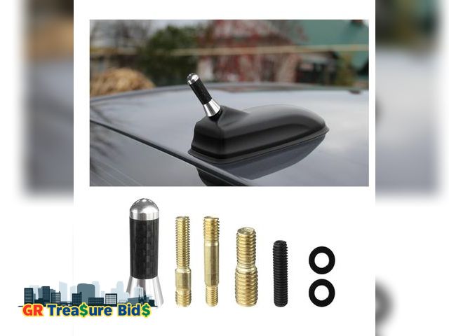 Lot 111-87435 - Car Short Antenna, 1.37" Aluminum Radio Antennas Replacement, Carbon Fiber Antenna Kit with Screws, ...