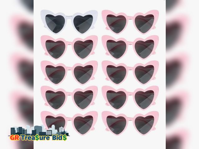 Lot 111-78197 - New Effortless Events Bachelorette Sunglasses, Bridesmaid Sunglasses, Heart Shaped White &amp; Pink ...