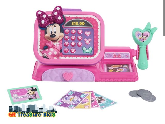 Lot 111-45765 - New Disney Junior Minnie Mouse Bowtique Cash Register with Sounds, Dress Up and Pretend Play, Kids T...