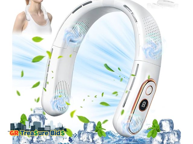 Lot 111-82170 - Neck Fan, 4 Turbos Portable Fan, 7000mAh Bladeless Neck Fan Rechargeable, LED Display, 4 Speeds Adju...