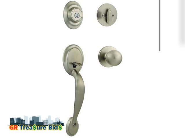 Lot 111-82726 - Kwikset Dakota Front Door Lock Handle and Deadbolt Set, Entry Handleset Exterior with Interior Door ...
