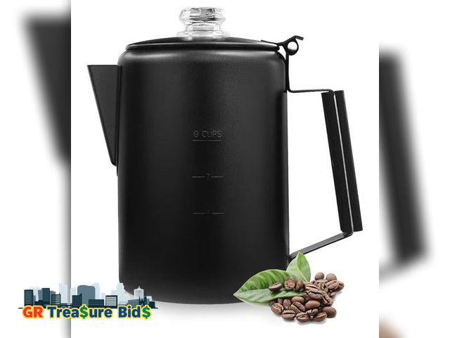 Lot 111-82772 - New MEREZA Coffee Percolator Stovetop Camping Coffee Pot Stainless Steel 9 CUP Camping Coffee Maker ...