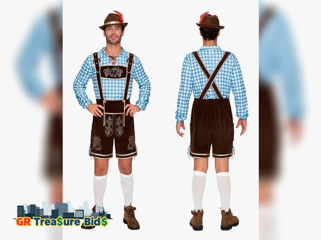 Lot 111-50716 - Spooktacular Creations Bavarian Oktoberfest Costume, Lederhosens Men German Costume for Halloween Co...