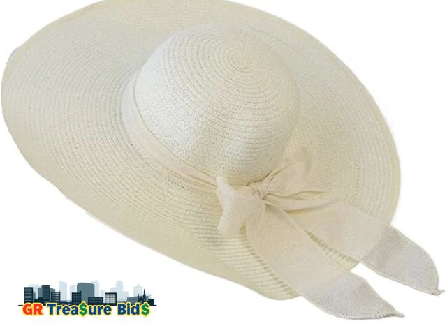 Lot 111-360966 - New 9 west Women's Hat Bowknot Wide Floppy Outdoor Foldable Beach Sun