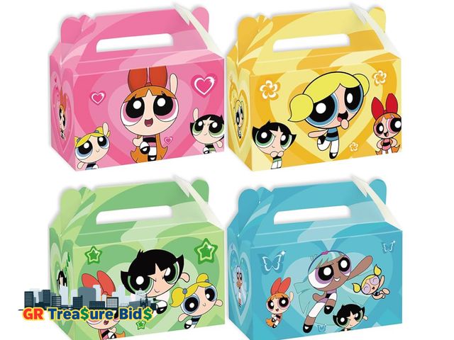 Lot 111-95071 - Power Girls Birthday Decorations, 16 Pcs Candy Boxes Powerpuff Birthday Party Supplies, Cartoon Powe...