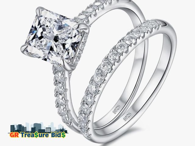 Lot 111-7262 - New $103.99 Newshe Jewellery Moissanite Bridal Set for Women 925 Sterling Silver Womens Wedding Ring...