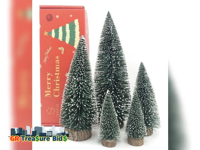 Lot 111-85206 - New mini Christmas Tree Bottle Brush Christmas Trees with Wooden Bases Christmas Decorations for Par...