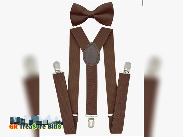 Lot 111-706267 - New trilece Child Kids Boys Girls Suspenders Bow Tie Set Adjustable Y Back Toddler Baby Infant Suspe...