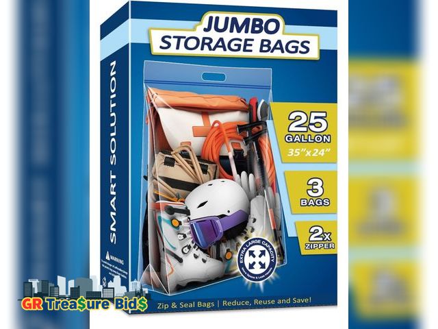 Lot 111-20114 - New 25 Gallon Extra Large Resealable Storage Bags with Zipper Top，35" x 24" Heavy Duty Clear Bags wi...