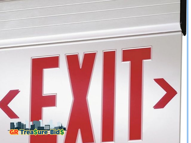 Lot 111-2091 - 1 Lithonia Lighting EDGR-2-GMR-EL-M4 Emergency Double Face LED Edge-Lit Exit Sign Brushed Aluminum H...