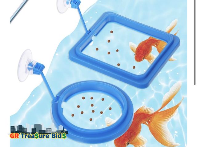 Lot 111-63730 - 2 Packs Fish Feeding Rings with Suction Cup Aquarium Feeding Ring Fish Floating Food Feeders, Square...