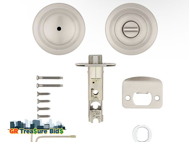 Lot 111-82672 - Kwikset Cove Interior Privacy Door Knob with Lock, Door Handle For Bathroom and Bedroom, Satin Nicke...