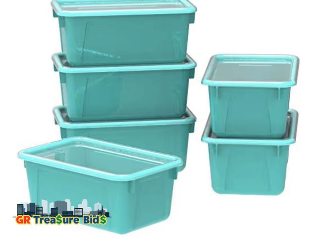 Lot 111-96272 - Storex Industries Storex Small Cubby Bin 5 pcs 12.2"X7.8"X5.1", Green