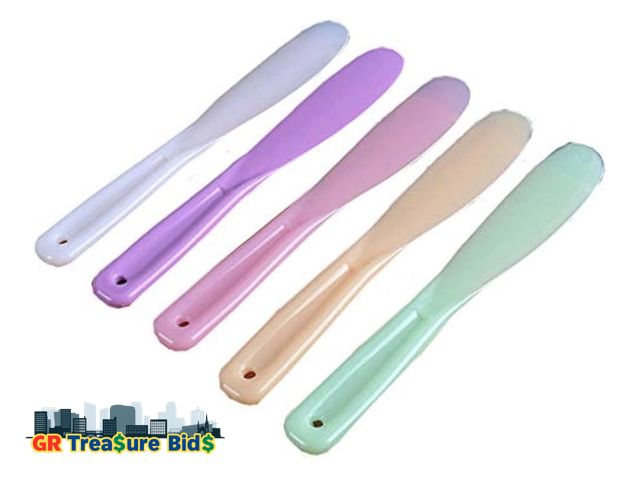 Lot 111-57983 - 5Pcs Large Plastic Cosmetic Spatula Candy Color Reusable Cosmetic Mask Mixing Spoon Scoops Spatulas ...