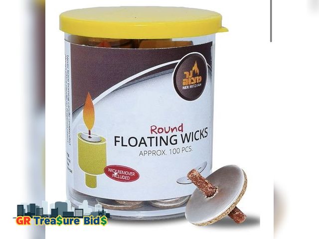 Lot 111-72626 - Ner Mitzvah Round Floating Wicks, Cotton Wicks and Cork Disc Holders for Oil Cups, Bonus Wick Remova...