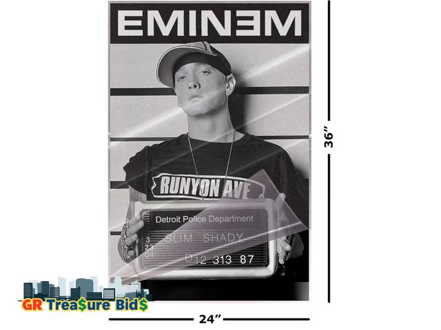 Lot 111-34543 - New Eminem - Music Personality Poster (Mugshot) (Size: 24" x 36") (Laminated Poster &amp; Strips)