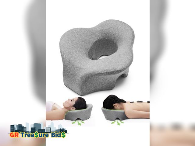 Lot 111-52455 - New Face Down Pillow Massage Headrest for Bed, Dual Exhaust Holes Memory Foam BBL Massage Pillow for...