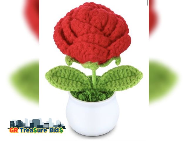 Lot 111-8262 - New Crochet Flowers Forever Roses Artificial Flowers Bouquet for Wedding Decorations, Birthday Gifts...