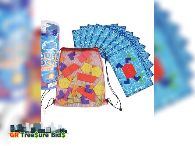 Lot 111-51993 - Aqua Blocks Pool Diving Game- Set Includes 40 Multi-Shape Sinking Toys, 18 Challenge Cards w 3 Diffi...