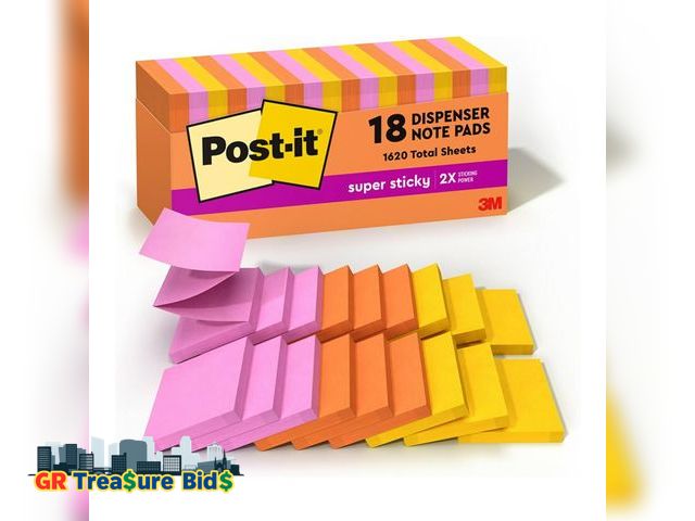 Lot 111-56633 - Post-it Super Sticky Pop-up Notes, Rio de Janeiro Collection, 90 Sheets/Pad (R330-18SSAUCP)