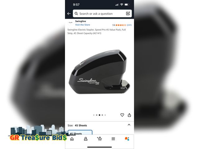 Lot 111-29316 - Lot of 6 (3 different colors)Electric Stapler, Speed Pro 45 Value Pack, Full Strip, 45 Sheet Capacit...