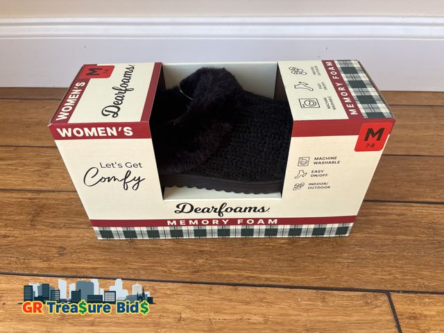 Lot 111-4194 - 1 New Dearfoams Women's Memory Foam Cozy Soft House Slippers Gifts for Women Hannah Knit Clog House ...