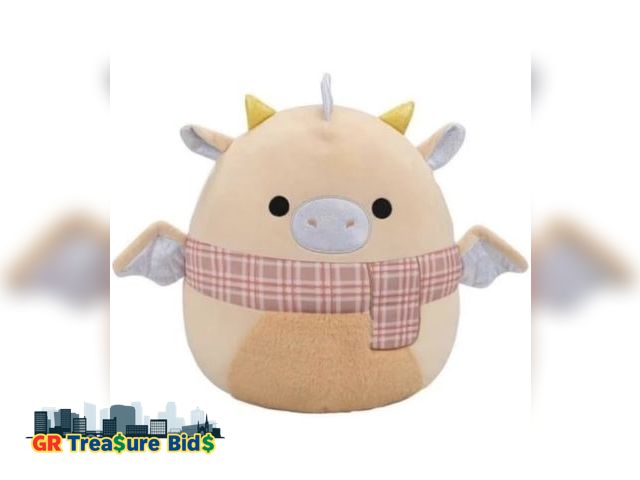 Lot 111-52029 - Squishmallows 18 inch Buck Cream Dragon Plaid Scarf Christmas Collectible Soft &amp; Squishy Food St...
