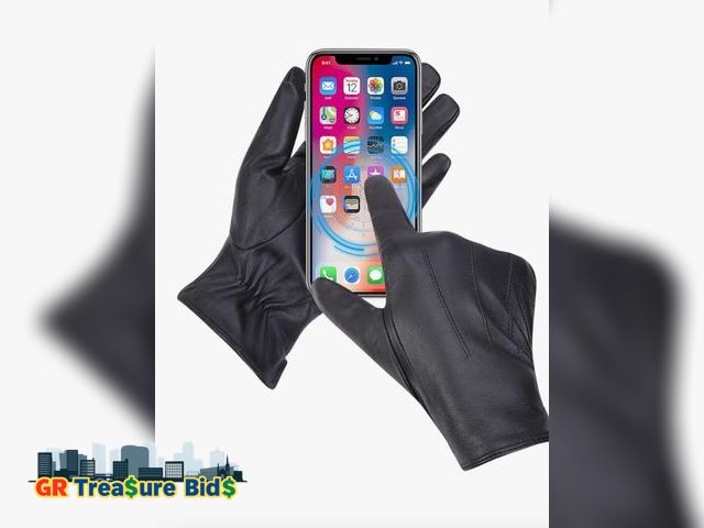 Lot 111-68353 - New Mens Luxury Nappa Lambskin Leather Gloves Winter Warm Touchscreen Gloves Cashmere Lining(Large)