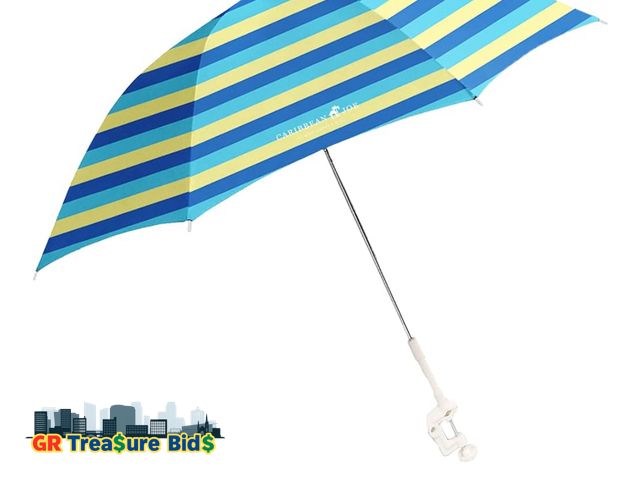 Lot 111-54885 - Caribbean Joe Beach Umbrella for Chair, Adjustable and Universal Clamp On Beach Umbrella with UV Pro...