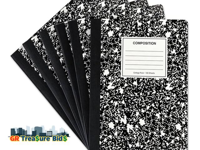 Lot 111-61666 - Universal 20946 Composition Book, College Rule, 9 3/4 x 7 1/2, White, 100 Sheets, 6/Pack