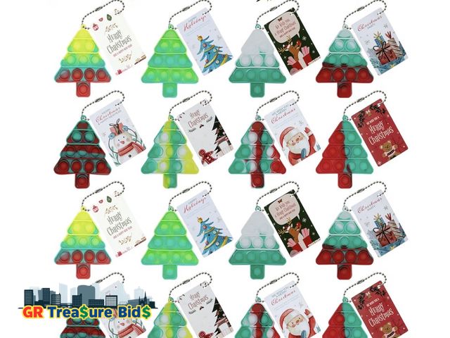 Lot 111-62063 - New 16Pcs Mini Pop Keychain Fidget Toys,Christmas Push Pop Bubble Popper Its Sensory Small Simple Di...