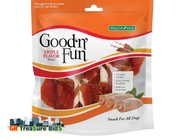 Lot 111-78812 - New Good ‘n’ Fun Triple Flavor Wings Chews for All Dogs, 8 Ounces, Treat Your Dog to Long-Lasting Ch...