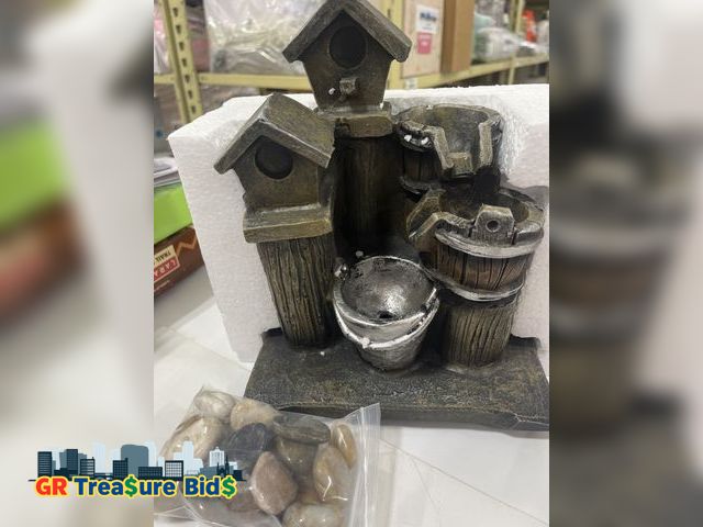 Lot 111-40038 - New Water Fountains Indoor, 3-Tier Tabletop Water Fountain with Color LED Light &amp; Natural River ...