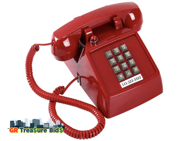 Lot 111-82772 - New Traditional Red Landline Phone, Retro Corded Telephone Visible Ringing Indicator, Classic 2500 A...