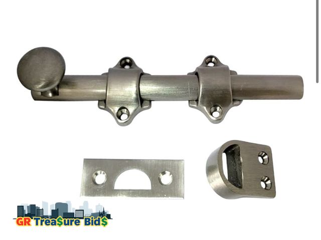 Lot 111-33525 - Solid Brass Dutch Door Bolt, 6", Brushed Satin Nickel, Made in Taiwan
