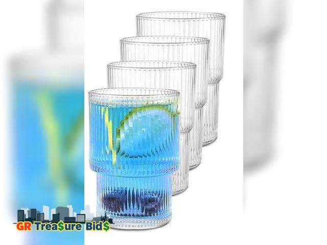 Lot 111-28509 - Luiaiog 4 Ribbed Iced Coffee Cups (11oz)