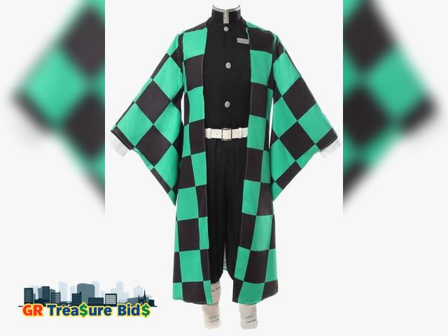 Lot 111-19595 - New Hotiego Tanjir Kamado Cosplay Costume Demon Cosplay Outfits Cape Anime Costume with Wig Hallowee...