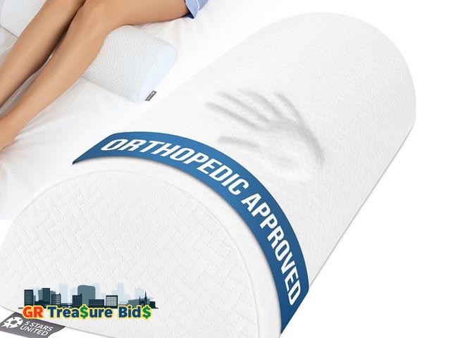 Lot 111-1 - 5 STARS UNITED Knee Pillow for Back Sleeping – Memory Foam Cushion for Sciatica Pain Relief – Under ...