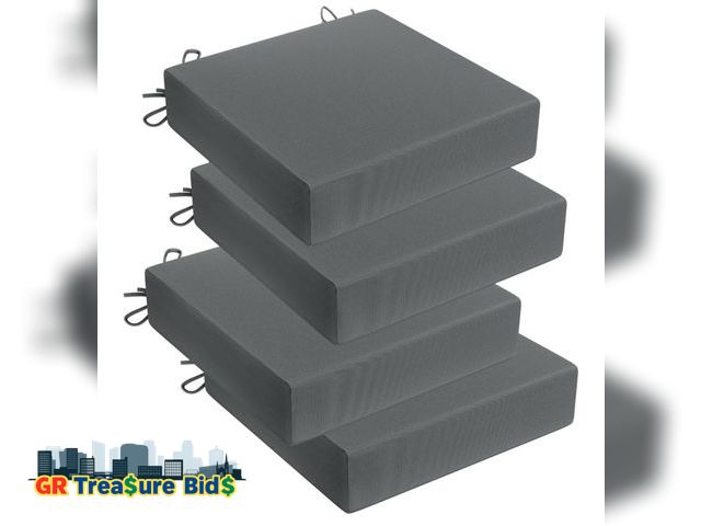 Lot 111-3676 - Patio Chair Cushions 17 x 17 Outdoor Chair Cushion Set of 4,High Density Sponge Filling Square Corne...