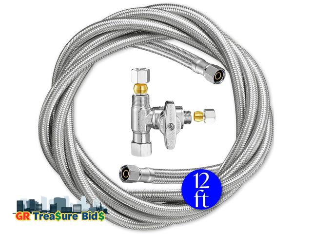 Lot 111-45623 - EVERBILT Refrigerator Ice Maker Water Line Kit - 12' Braided Stainless Steel Fridge Water Line