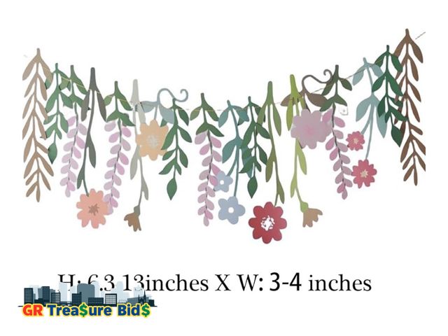 Lot 111-4672 - New Paper Flower Garland, Party Garlands, Rectangular Paper Leaves Banner Decorations, Wall Decorati...